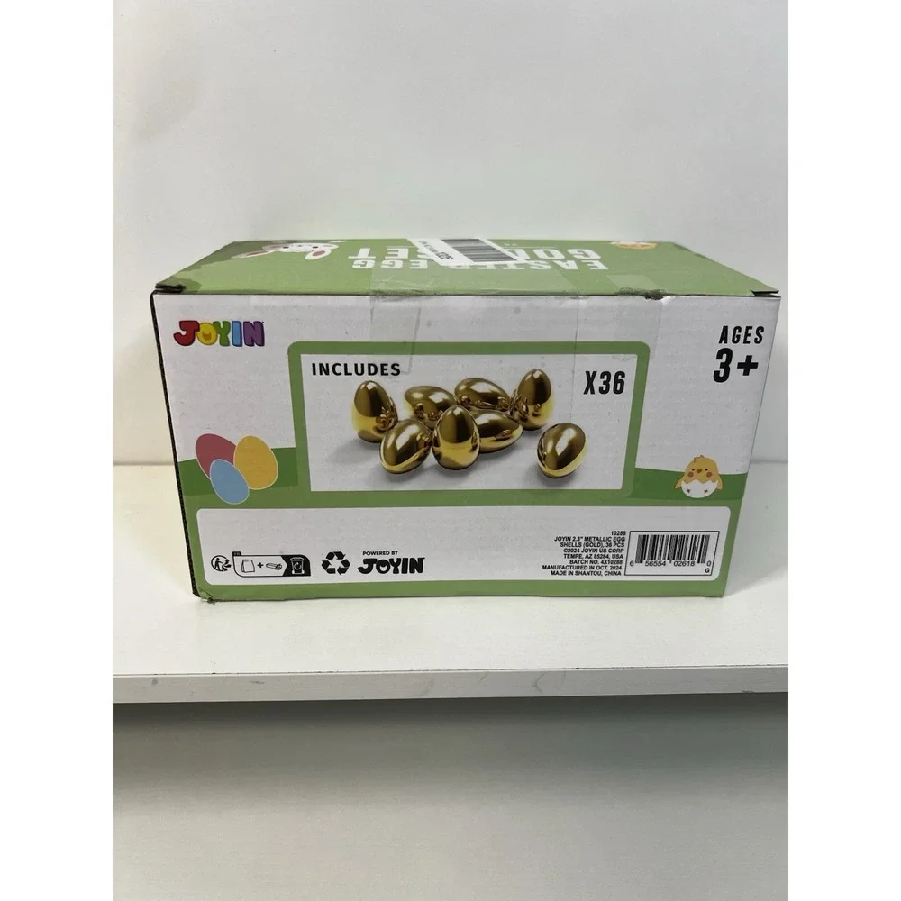 JOYIN 36Pcs Gold Easter Eggs – Metallic Fillable‎ Plastic Basket Stuffer
